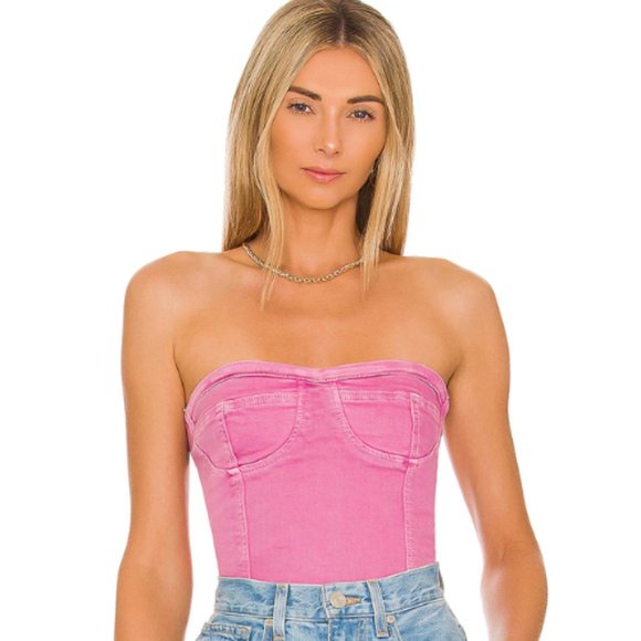 superdown Tops - superdown Desa Crop Bustier Top in Pink NWT Size Large